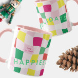 Modern Colorful Pink Disco Tartan Plaid Christmas Mug<br><div class="desc">***this design is part of a christmas holiday collection*** _______________________ this design template is fully editable and customizable by you the customer - click personalize further button if you want to move, add, delete or make major changes to the design _______________________ *if you have any DESIGN questions or need more...</div>