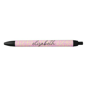 Modern Colorful Pink Leopard Skin Pattern Monogram Pen