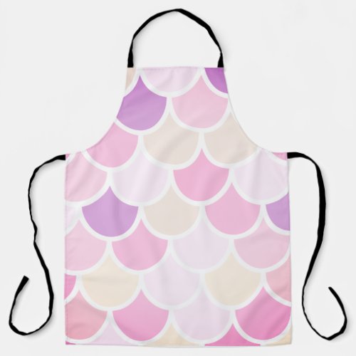 Modern Colorful Pink Mermaid Scales Pattern Apron