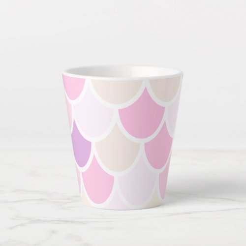 Modern Colorful Pink Mermaid Scales Pattern Latte Mug