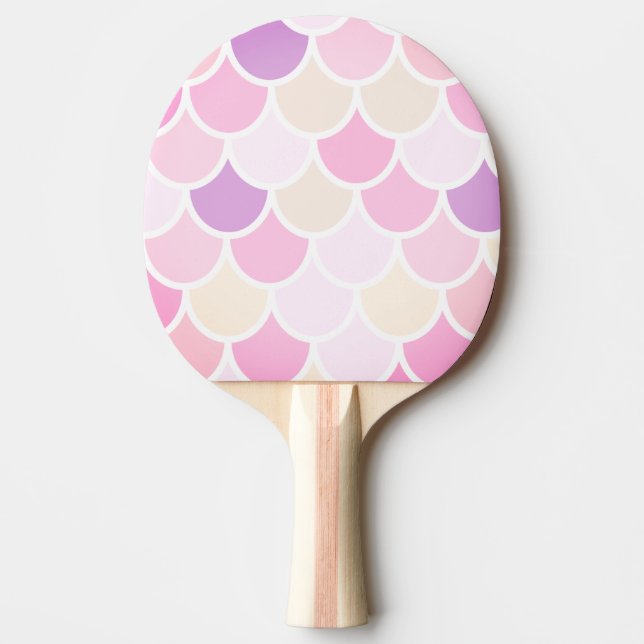 Modern Colorful Pink Mermaid Scales Pattern Ping Pong Paddle (Front)