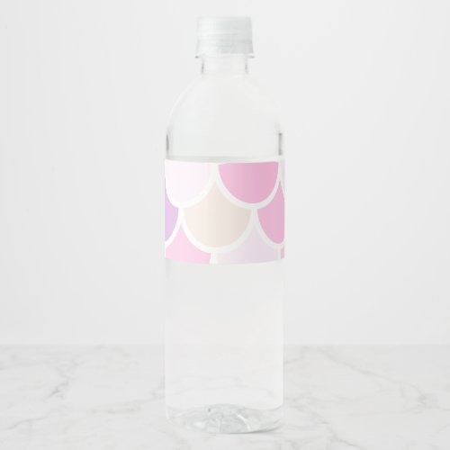 Modern Colorful Pink Mermaid Scales Pattern Water Bottle Label