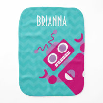 Modern Colorful Pink Orange Robot Teal Burp Cloth Modern Colorful Pink Orange Robot Teal Burp Cloth