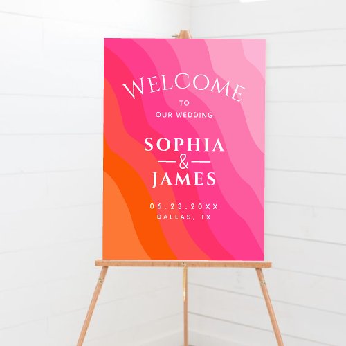 modern Colorful Pink Orange wedding  Foam Board