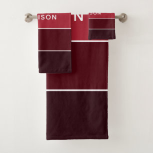 Modern Colorful Pinks Colorblock Personalized Name Bath Towel Set