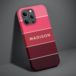 Modern Colorful Pinks Colorblock Personalized Name iPhone 12 Pro Case