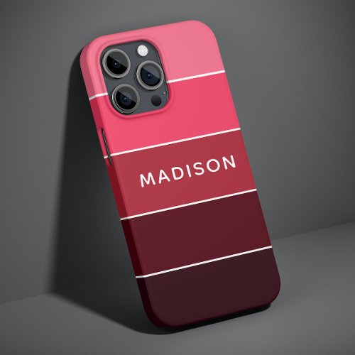 Modern Colorful Pinks Colorblock Personalized Name iPhone 12 Pro Case