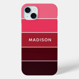 Modern Colorful Pinks Colorblock Personalized Name iPhone 15 Plus Case