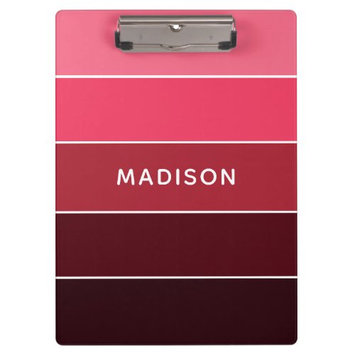 Modern Colorful Pinks Colorblock Personalized Name Clipboard