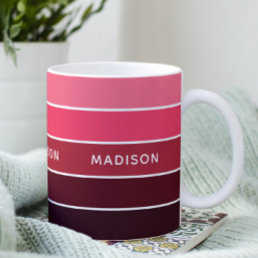 Modern Colorful Pinks Colorblock Personalized Name Coffee Mug