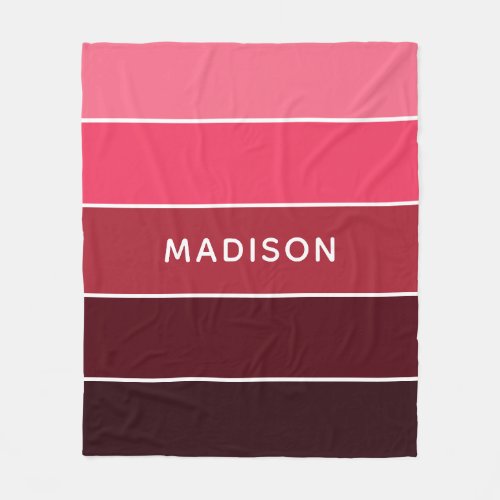Modern Colorful Pinks Colorblock Personalized Name Fleece Blanket