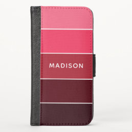 Modern Colorful Pinks Colorblock Personalized Name iPhone X Wallet Case