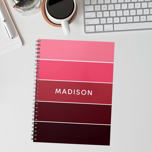 Modern Colorful Pinks Colorblock Personalized Name Notebook