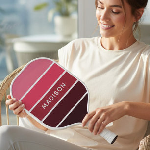Modern Colorful Pinks Colorblock Personalized Name Pickleball Paddle