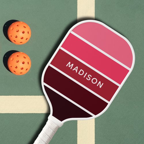 Modern Colorful Pinks Colorblock Personalized Name Pickleball Paddle