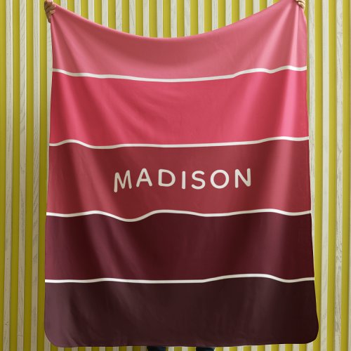 Modern Colorful Pinks Colorblock Personalized Name Sherpa Blanket