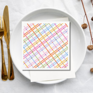 Modern Colorful Plaid Baby Shower Theme Napkins