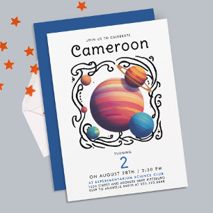 Modern Colorful Planets Moon Cosmic Space Universe Invitation
