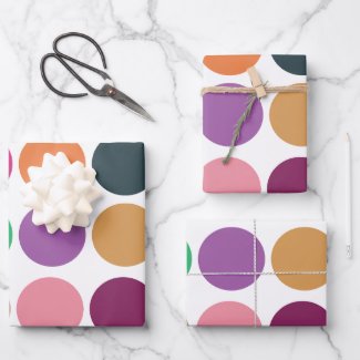 Modern Colorful Polka Dot Baby Shower Birthday Wrapping Paper Sheets