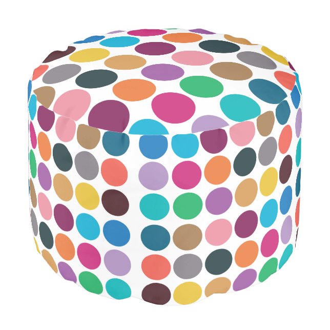 Modern Colorful Polka Dot  Pouf (Angled Front)