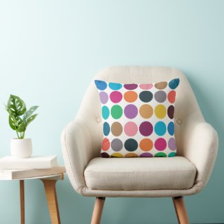 Modern Colorful Polka Dot  Throw Pillow