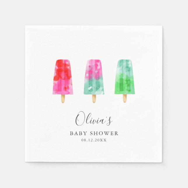 Modern Colorful Popsicle Baby Shower Napkins (Front)