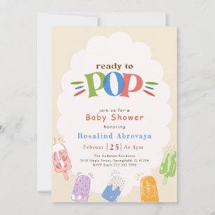 Modern Colorful Popsicle Ready to Pop Baby Shower Invitation