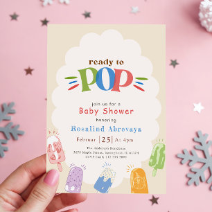 Modern Colorful Popsicle Ready to Pop Baby Shower Invitation
