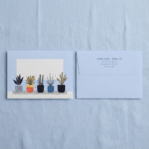 Modern colorful Potted house Plants Wedding Envelope