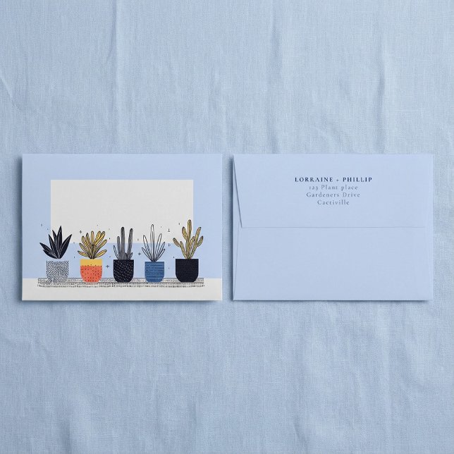 Modern colorful Potted house Plants Wedding Envelope (Modern colorful Potted house Plants Wedding Envelope.)
