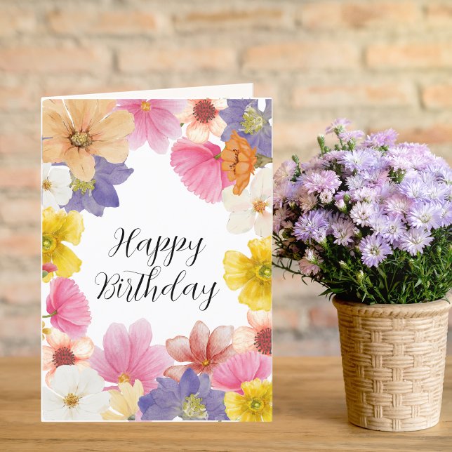 Modern Colorful Pretty Floral  Birthday card  (Creator Uploaded)