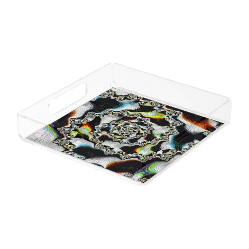 Modern Colorful Psychedelic Spiral Fractal Acrylic Tray