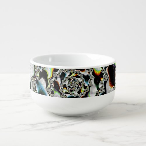 Modern Colorful Psychedelic Spiral Fractal Soup Mug