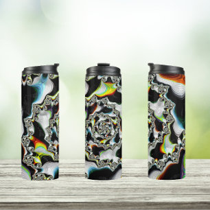 Modern Colorful Psychedelic Spiral Fractal Thermal Tumbler