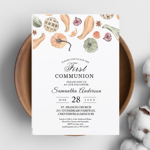 Modern Colorful Pumpkin Autumn  Invitation