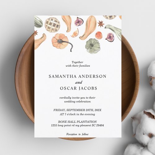 Modern Colorful Pumpkin Autumn  Invitation