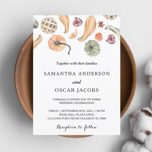 Modern Colorful Pumpkin Autumn  Invitation