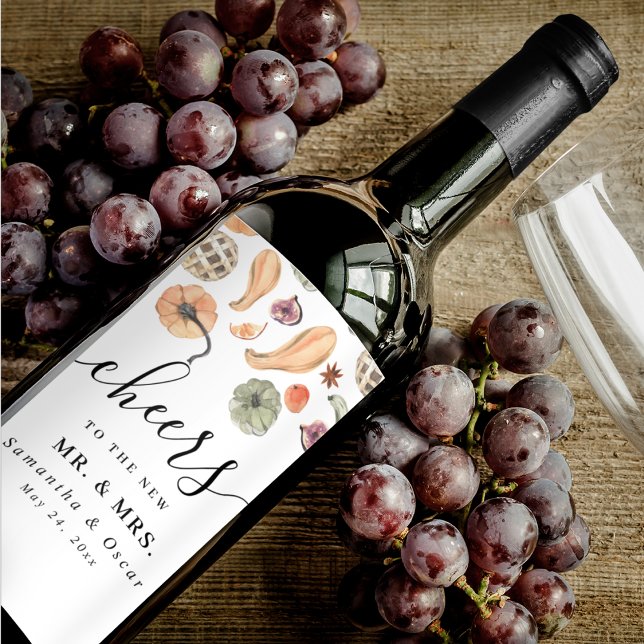 Modern Colorful Pumpkin Autumn  Wine Label (Creator Uploaded)