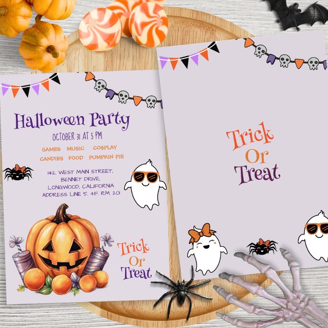 Modern Colorful Pumpkin Candy Kids Halloween Party Invitation (Creator Uploaded)