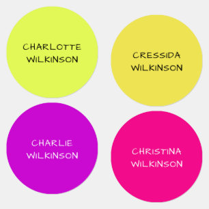 Modern Colorful Purple Pink Yellow Name Labels
