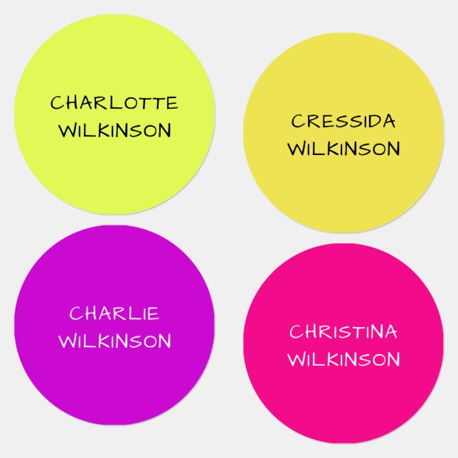 Modern Colorful Purple Pink Yellow Name Labels (Group)