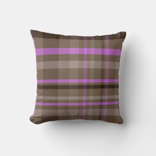 Modern Colorful Purple Plaid Pattern Throw Pillow