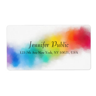 Modern Colorful Rainbow Colors Abstract Custom Label