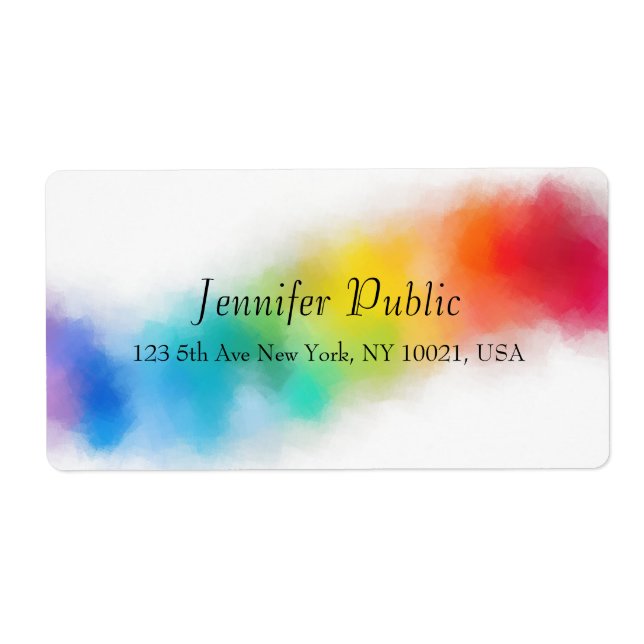 Modern Colorful Rainbow Colors Abstract Custom Label (Front)
