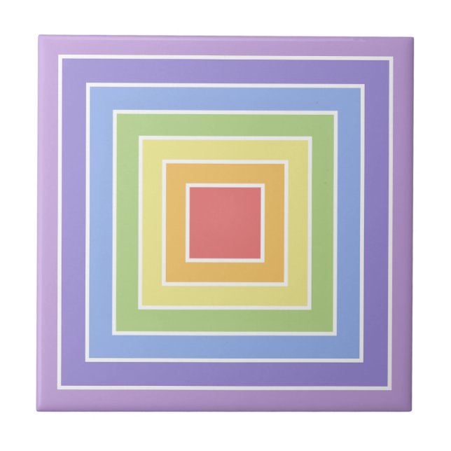 Modern Colorful Rainbow Colors Pattern Ceramic Tile (Front)