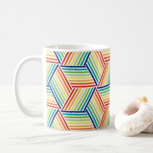 Modern Colorful Rainbow Cube Pattern Coffee Mug