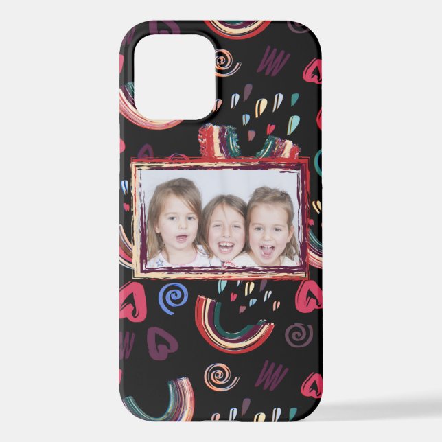 Modern Colorful Rainbow Custom Photo iPhone Case (Back)