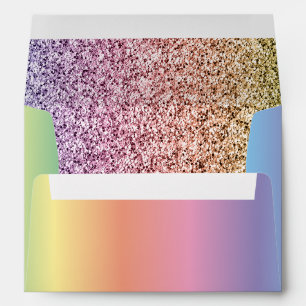 Modern Colorful Rainbow & Glitter Birthday Envelope