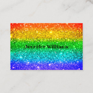 Modern colorful Rainbow Glitter Burst Business Card