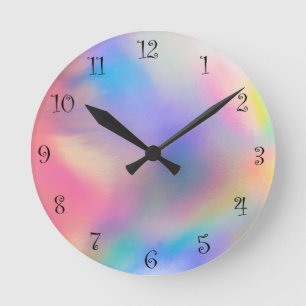 Modern Colorful rainbow Gradient galaxy Ocean girl Round Clock